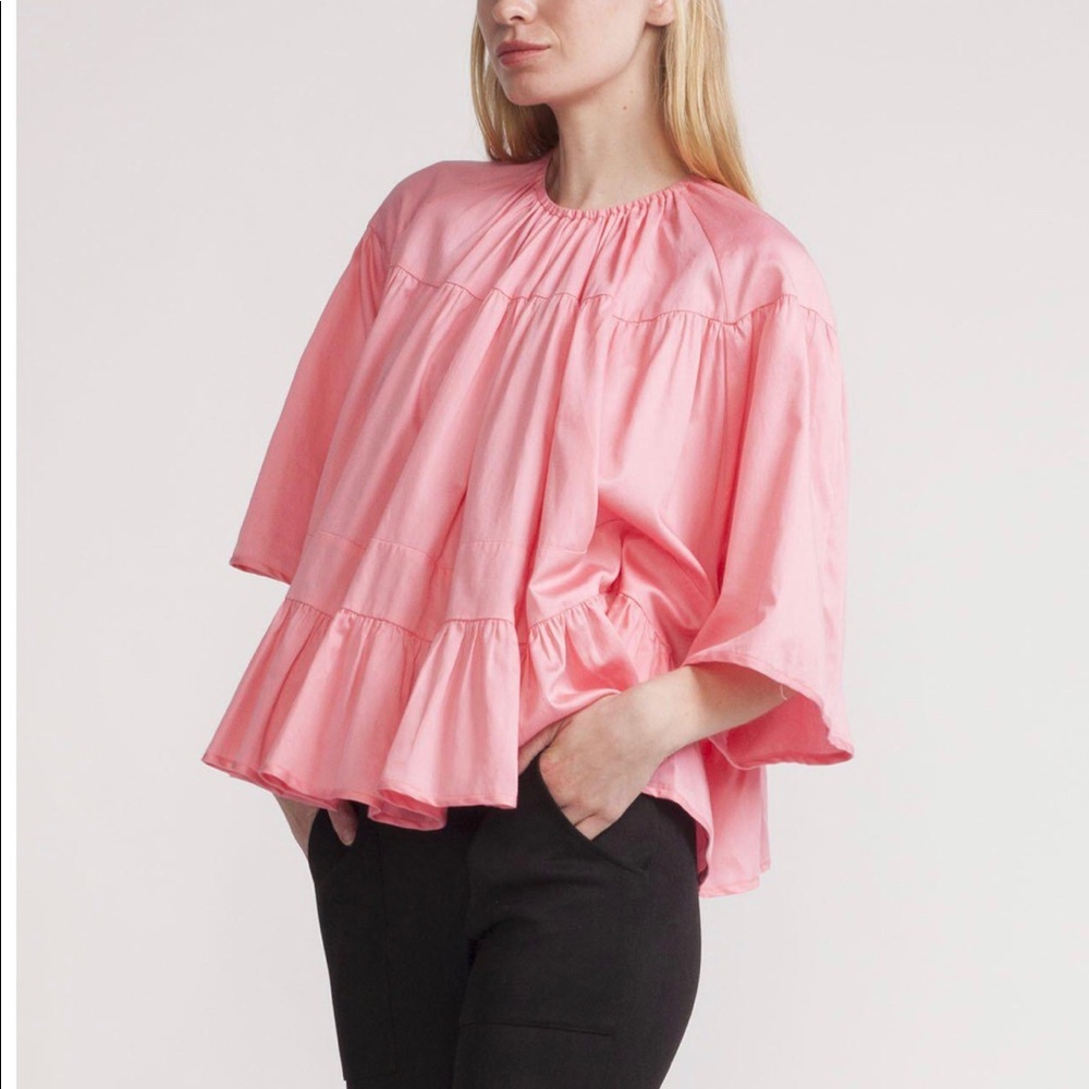 Cynthia Rowley pink coral polished cotton top M/L